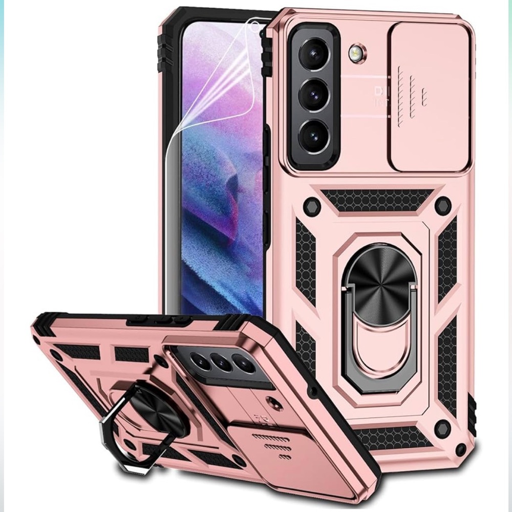 Samsung Galaxy S22 Plus Case with Camera Lens Cover Rose Gold Phone Case